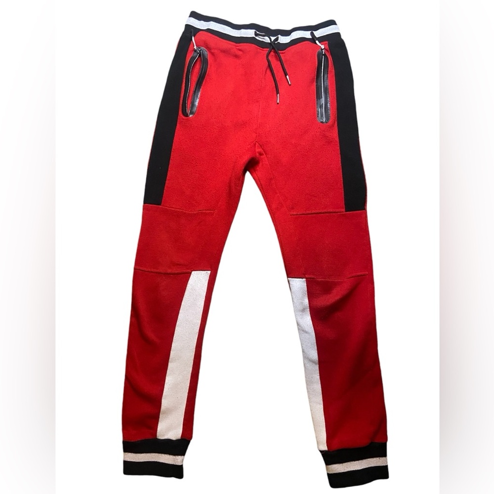 Retro Stitch Red White and Black Joggers For Boys